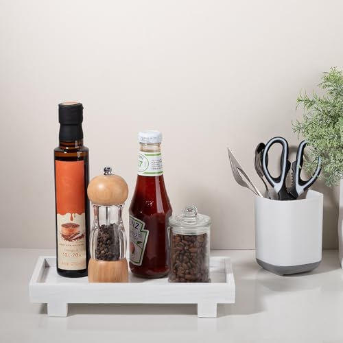 Decorative Tray Farmhouse Decor Wood Soap Holder, 10.8 * 5.3 White - Image 4