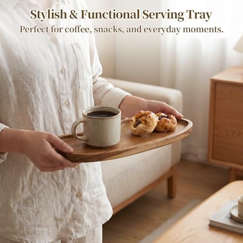 Small Wooden Tray | Acacia Wood Tray for Vanity, Bathroom Counter, Coffee Table & Toilet | Perfect for Jewelry, Remote, Perfumes & Catch All | Mini Charcuterie Board Serving Platter (Cloud Shape) - Image 4