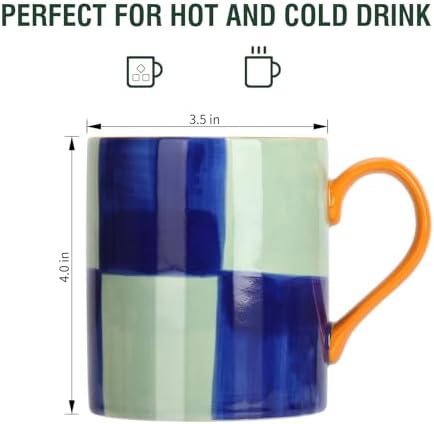 Koja Colorful Hand Painted Ceramic Mugs, 16 oz, Set of 4, Dishwasher Safe - Image 2