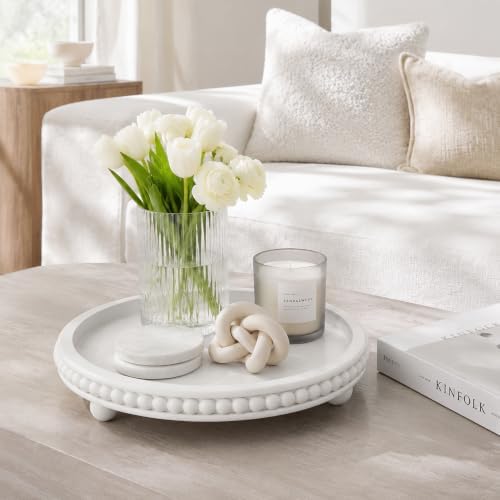 Decorative Coffee Table Tray, Round Wooden Tray for Decor - Image 4