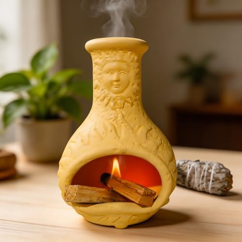 Yellow Mini Chiminea Palo Santo Holder, Handmade Ash Catcher Smudge Bowl by MOUGIGI