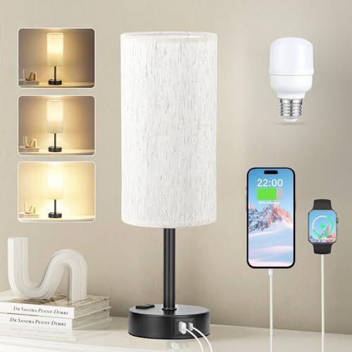 Fenmzee Turquoise Bedside Table Lamp, Dimmable Touch, USB A+C, AC Outlet by Fenmzeelighting
