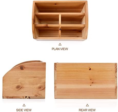 Farmhouse Solid Wooden Mail Sorter Wood Desk Organizer TV Remote Holder Rustic Vintage Caddy Mail Basket Storage Caddy for Bills, Kitchen, Desktop, Workspace Counter Top Home Decor Office Supplies…… - Image 3