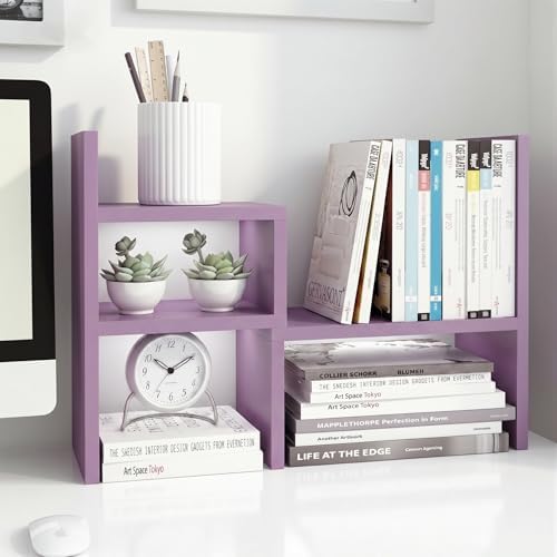 Jerry & Maggie Desktop Organizer Office Storage Rack Adjustable Wood Display Shelf Birthday Gifts Toy Home Decor Free Style Rotation Display True Natural Stand Shelf (Violet) by JERRYMAGGIE