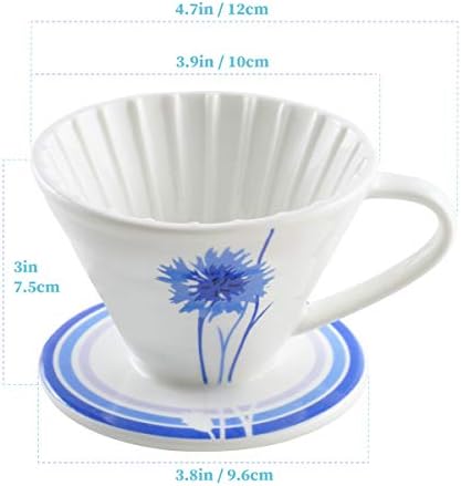 BLUE BREW Ceramic Pour Over Coffee Dripper, Size 01 Cone Coffee Maker (1-2 Cups), Manual Brew Maker, Dishwasher Safe, Portable Slow Brewing Accessories for Home, Travel, Camping, and Office (BB1001) - Image 4