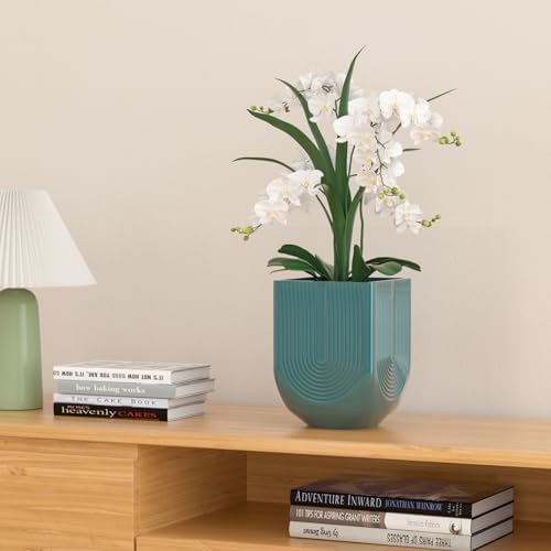 Ceramic Planter, 6 Inch Square Plant Pot with Drainage, Green - Image 4