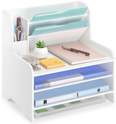 Bamboo File Organizer for Desk, Desktop Paper Tray and Mail Holder - Image 7
