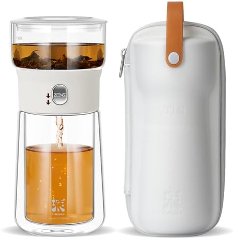 ZENS Modern Glass Infuser Pot, One Touch Tea Maker for Loose Leaf Tea by ZENSLIFESTYLE