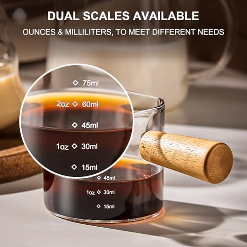 PARACITY Espresso Measuring Cup with Handle, 3.5 oz Double-Spout Glass - Image 6