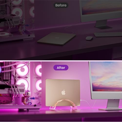 Acrylic Vertical Laptop Stand for Desk,Acrylic Invisible Desktop Notebook Dock,Vertical Laptop Holder Space-Saving Organizer for All MacBook, Surface, Samsung, HP, Dell-Pink… - Image 3
