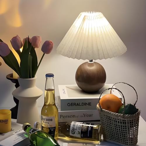 Ceramic Table Lamp for Bedroom, Small Space Pleated Cute Bedside Table Lamp with Switch, Night Light, Decor Desk Lamps for Living Room, Kids Room, Dorm, Office, Nursery with E26 LED Bulb - Image 3