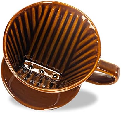 Pour Over Ceramic, Coffee Dripper Ceramic Coffee Maker,Brown - Image 3