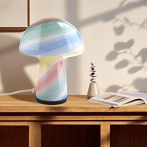 NOTOC Mushroom lamp,Dimmable Glass Table Lamp,Vintage Style Table Lamp,Rainbow Bedside Desk lamp,Cute Table Lamps.（LED Bulbs Included） by NOTOC