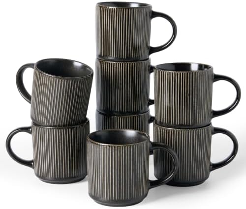 famiware Coffee Mug Set of 8, Star 12 oz Ceramic Mugs Cups Set with Handle by Famiware