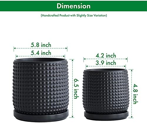 D'vine Dev Beaded Ceramic Planter Pots, 4/6 in, Matte Black, 27-D-U-6 - Image 3