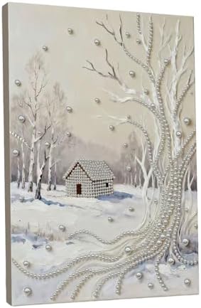 DIY Pearl Painting with Frame, Creative Design, Handmade Stress-Relieving Home Wall Decoration, Includes Frame and Tools-Snow Scene-2 by Unknown