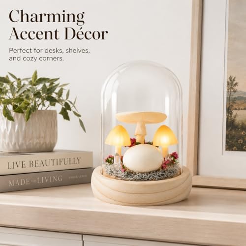 QUELIEN Mushroom Lamp,Light Up Mushroom in Glass Dome,Birthday Party Decorations,Unique Gifts for Women Mom Wife - Image 7