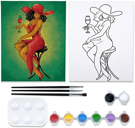 Nuberlic Pre Drawn Canvas for Painting for Adults Elegant Lady 8x10 inches by Nuberlic