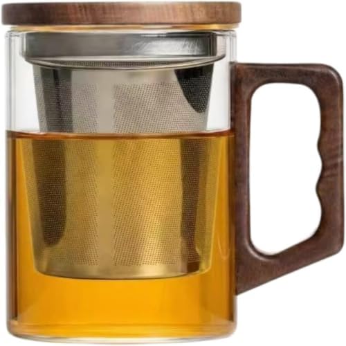 Tea Infuser Mug 400ML/15.5oz，Borosilicate Glass Infusion Mug Dishwasher Safe preferred for birthday gifts by WwwLryct