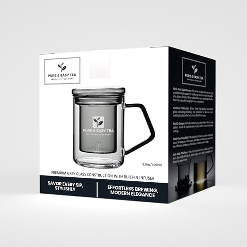Pure And Easy Tea, Glass Tea Infuser Mug with Lid - Plastic-Free Borosilicate Steeping Cup for Loose Leaf Tea and Tisanes, 400 mL/13.5 oz - Image 6