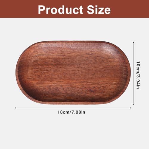 4 x 7.5 inch Small Solid Wood Serving Trays of Natural Ebony Wood with Edge, Mini Wooden Platters, Wood Counter Plates, Rectangle Wooden Trays Avoid Sliding and Spilling Food for Tea Coffee Kitchen - Image 2