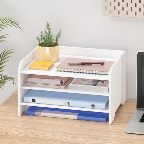 Bamboo File Organizer for Desk, Desktop Paper Tray and Mail Holder - Image 2