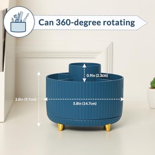 SKYDUE 360 Degree Rotating Desk Organizer, Dual-Purpose Pencil Pen Holder, Rotating Desk Pen Organizer with 5 Slots, Pencil Cup for Office, School, Home - Image 3