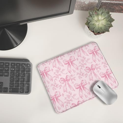 Coquette Pink Bow Floral Mouse Pad, Preppy Girly Pink Bow Flower Aesthetic Mouse Pads for Wireless Mouse Computers Laptop Desk Accessories, Preppy Girly Office Supplies, 9.5x7.9 Inch - Image 6