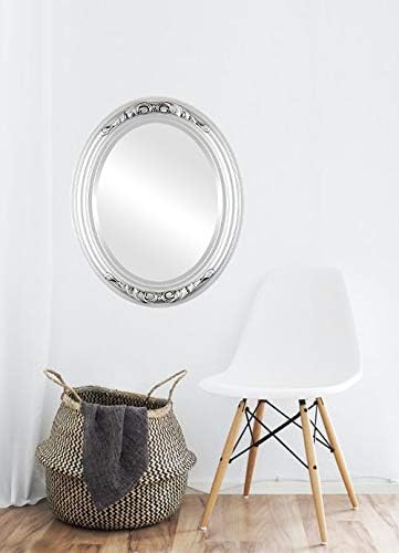 OVALCREST Oval Beveled Wall Mirror for Home Decor - Florence Style - Silver Spray - 28" x 24"