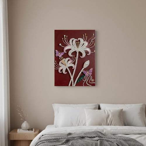 DIY Pearl Painting with Frame, Creative Design, Handmade Stress-Relieving Home Wall Decoration, Includes Frame and Tools-Flowers-1 - Image 5