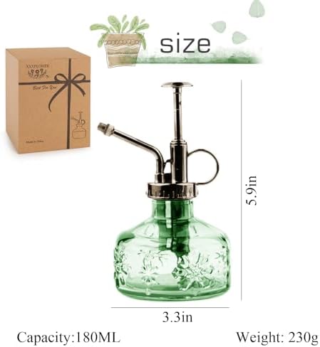XXXFLOWER Glass Plant Mister Spray Bottle Green 180ml/6 oz - Image 2