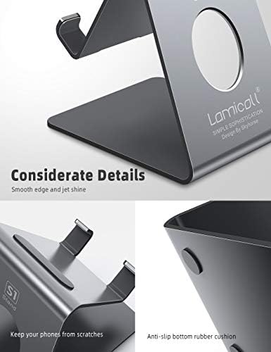 Lamicall Cell Phone Stand, Phone Dock : Cradle, Holder, Stand, Compatible with Phone 12 Mini 11 Pro Xs Xs Max Xr X 8 7 6 6s Plus 5 5s 5c All Android Smartphone Charging, Accessories Desk - Gray - Image 5
