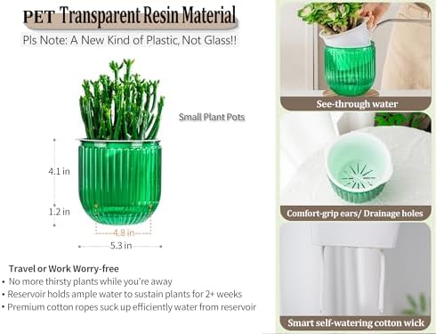 Melphoe Self Watering Pots for Indoor Plants Planter, 5.3 Inch 2 Pack Planters Self Watering Plant Pots for Flower, Houseplants, Succulent, African Violets and Cactus with Drainage - Image 6