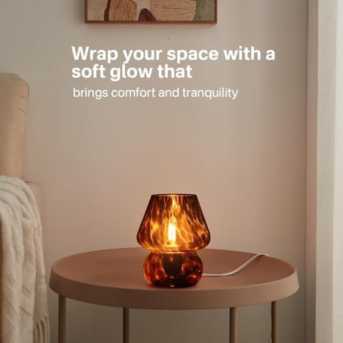 Dawnwake Mushroom Lamp Small Lamp Table Lamp for Bedroom, Desk Bedside Lamps for Living Room,Mushroom Decor Cute Mini Modern Mid Century Lamps for Night Stands,Aesthetic Home Decor (Flame Black) - Image 7