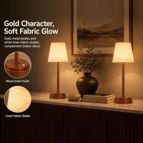 Cordless Table Lamps 2 Pack, Rechargeable Battery Operated Lamps, Wood - Image 4