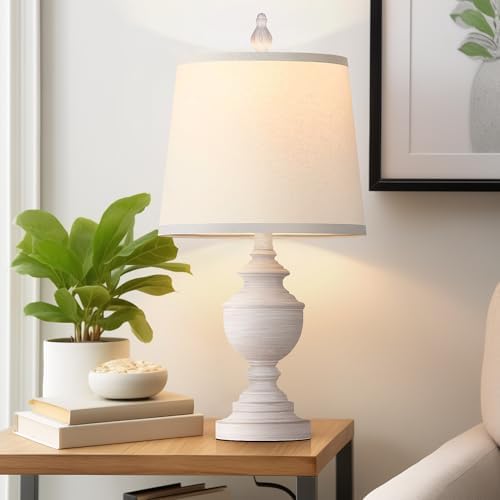 PARTPHONER Retro Table Lamps Set of 2, Bedside Lamp for Bedroom Rustic Farmhouse Table Lamps for Living Room, 22" Vintage Nightstand Lamps with White Shades, White - Image 7