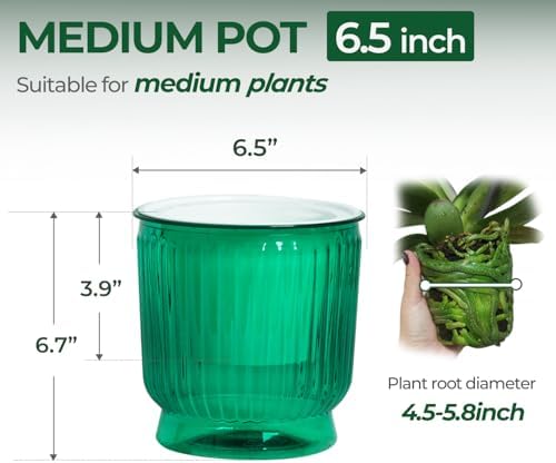 T4U Self Watering Pots for Indoor Plants 6 Inch 4 Pack Planter Green - Image 2