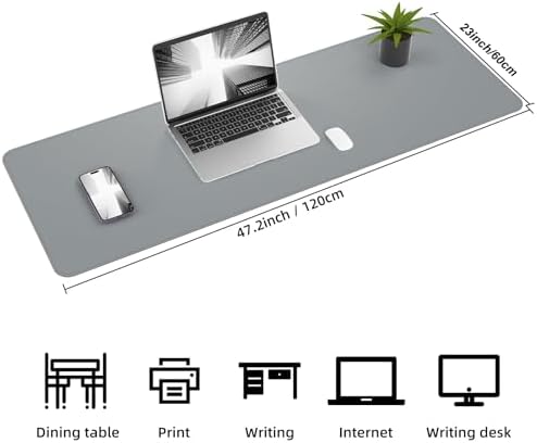 AFIING Cork Desk Mat 47" x 23.6", Dual-Sided Natural Cork & PU Leather Desk Pad, Non-Slip Waterproof Large Mouse Pad for Office, Home & Gaming (Light Grey) - Image 2