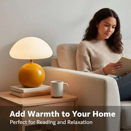 LONRISWAY Mushroom Lamp Table Lamp for Bedroom,Desk Bedside Small Lamps for Living Room Night Stands,Mushroom Decor Cute Mini Modern Mid Century Lamps,Unique Aesthetic Home Living Room Decor - Image 6