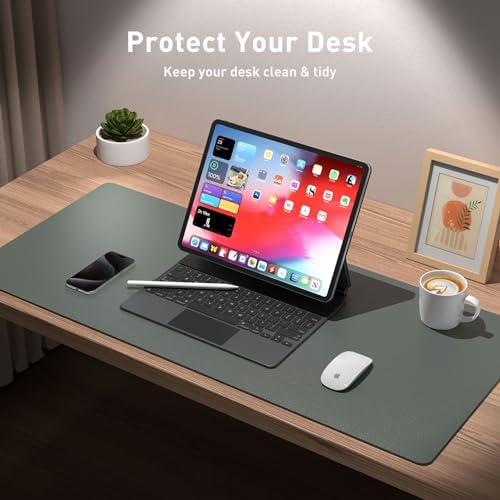 Aothia Leather Desk Pad Protector, Office Desk Mat, Large Mouse Pad, Non-Slip PU Leather Desk Blotter, Laptop Desk Pad, Waterproof Desk Writing Pad for Office and Home (Jungle Green, 31.5" x 15.7") - Image 3