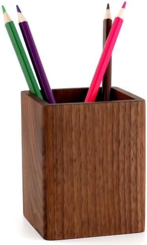 Walnut Pencil Holder Wood Pen Holder For Desk Pen Cup Organizer Ofiice Pencil Stand Simple(Black walnut) by YOYAI