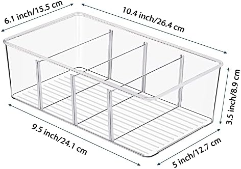 Vtopmart 2 Pack Food Storage Organizer Bins, Clear Plastic Bins for Pantry, Kitchen, Fridge, Cabinet Organization and Storage, 4 Compartment Holder Packets, Snacks, Pouches, Spice Packets - Image 3