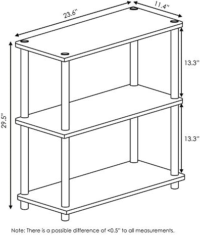 Furinno TURN-N-TUBE Storage Shelves, 3-Tier Book Shelf, Corner Shelf, Toolless Open Shelves, for Organization and Storage, Living Room, Garage, Home Office, Walnut - Image 3