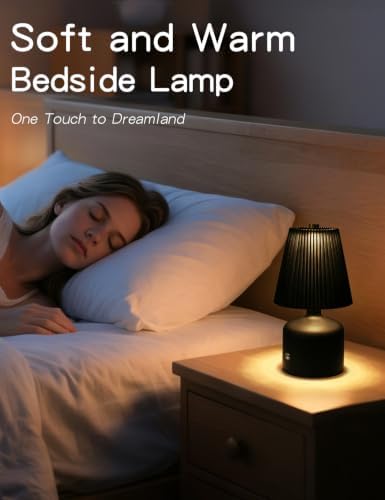 Small Bedside Table Lamp, Dimmable Cordless Lamp with 3 Color, - Image 4