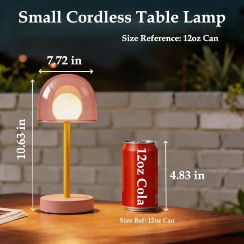 Pink Mushroom Lamp, Cordless Rechargeable Touch Table Lamp for Bedroom - Image 2