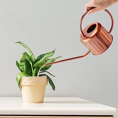 34oz/1L Stainless Steel Watering Can - Indoor/Outdoor Plant Watering Can with Long Spout, Rust-Proof for Succulents, Houseplants, Garden - Modern Minimalist Design (Copper Color) - Image 3