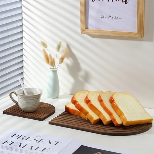 Chunful 2pcs Arch Cutting Board Boho Shelf Decor, Brown, Pine - Image 5