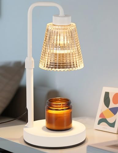 White Candle Warmer Lamp with 24h Cycle Timer, Dimmable Wax Melt Warmer by GODONLIF