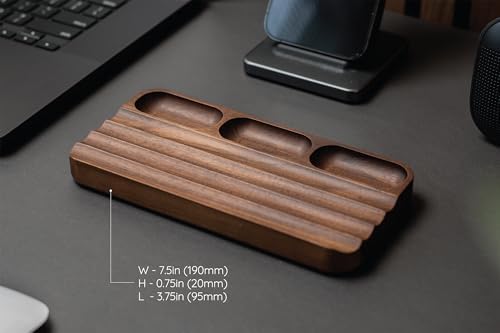 MUUJEE Wooden Desk Pen Pencil Organizer - 7.5 x 3.75 for Work Teacher Dad Wood Pencils Tray Work Minimalist Rustic, Gift for the Man who has it All - Image 3