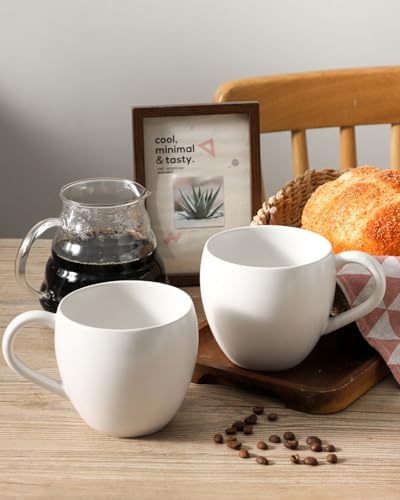 Coffee Mugs Set of 4, Stoneware 16 oz Coffee Cups for Latte, Tea, Milk, Cappuccino, Ceramic Tea Cups for Housewarming Wedding Gift, Microwave & Dishwasher Safe, Matte White - Image 4